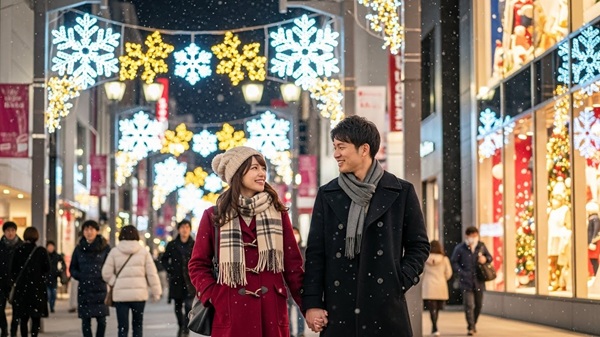 三重県でクリスマスデートするカップル