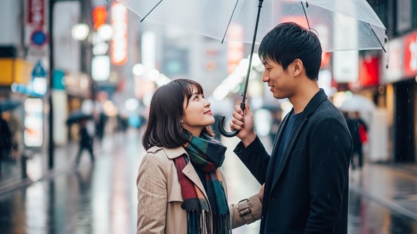 三重で雨の日に刊行する男女