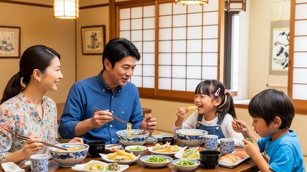 伊勢市で安くておいしいランチを食べる家族