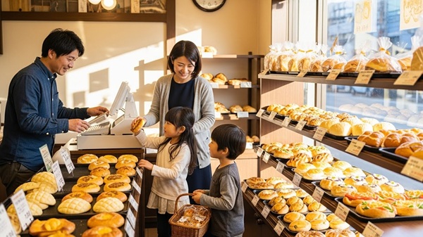 三重のパン屋にいる家族