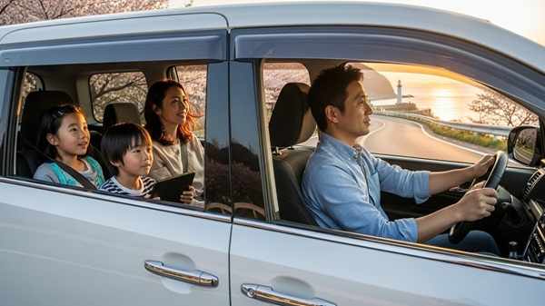 伊勢志摩のドライブコースを巡る家族