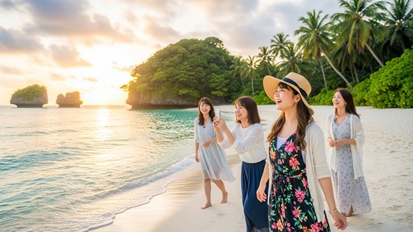 賢島観光のモデルコースを巡る女性たち