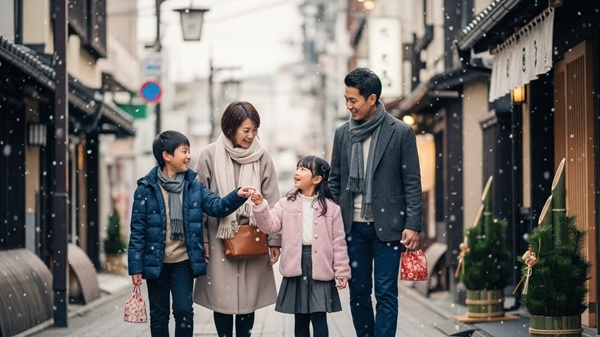 年末年始に三重で観光する家族