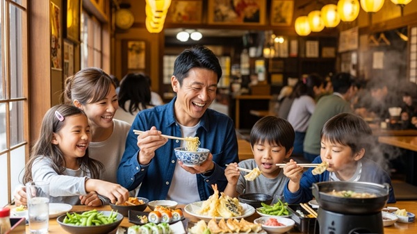 松坂で子連れでランチを楽しむ家族