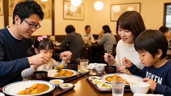 三重県のカレーランキングに載る店にいる家族