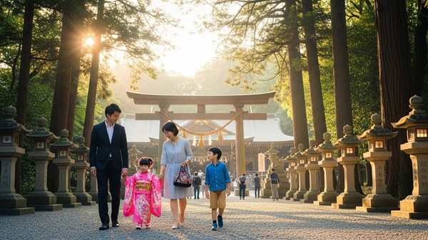 伊勢神宮周辺のお薦め神社を訪れる家族