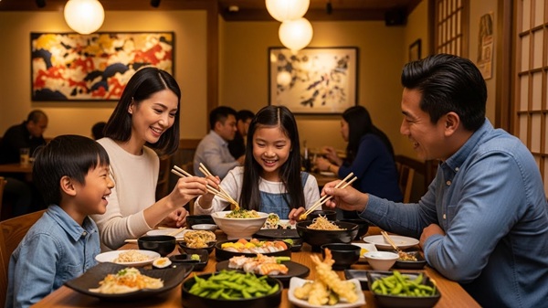 津市の隠れ家ランチを楽しむ家族