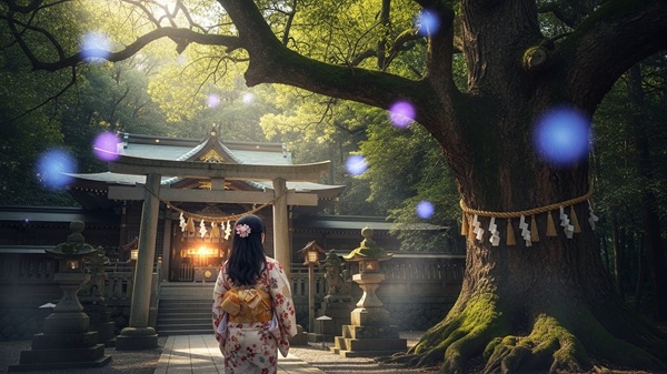 風属性の最強パワースポットを訪れる女性