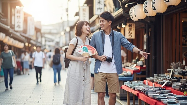 三重県を旅行するカップル