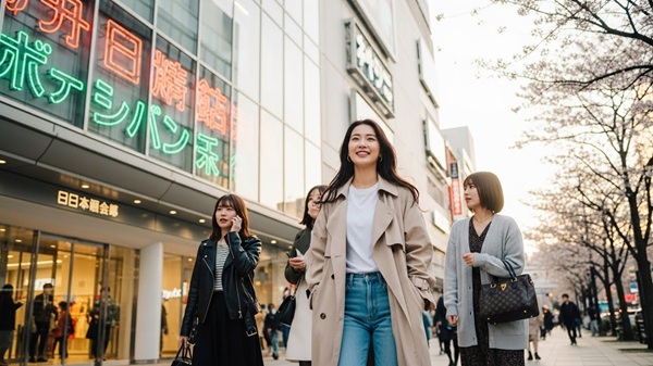 コストコ明和周辺を観光する女子