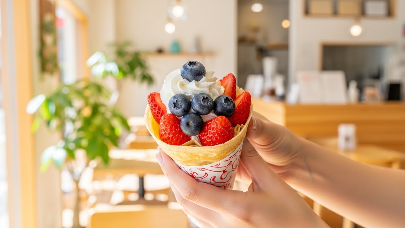 三重県のお洒落なカフェで楽しむフルーツたっぷりの三重県のクレープ