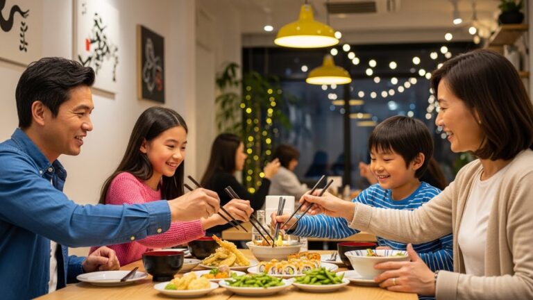 三重県の安くて美味しいお店にいる家族