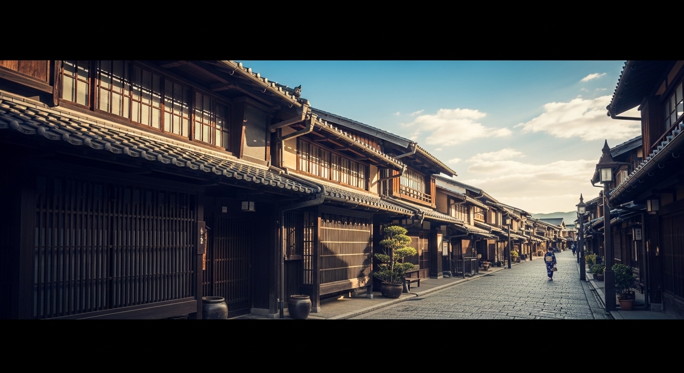 情緒溢れる三重の歴史ある町の風景を象徴する宿場町の町並み。