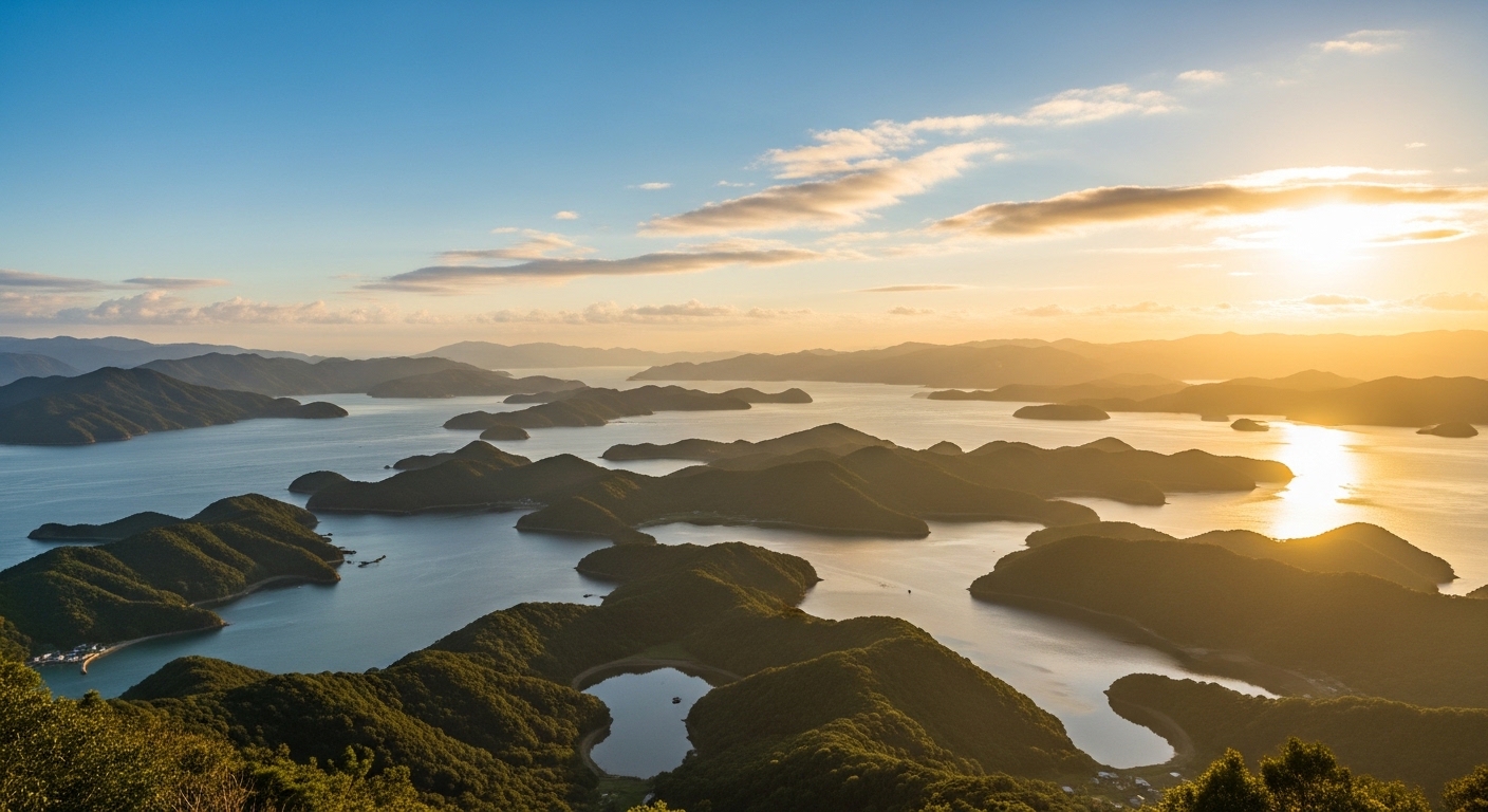 三重県のおすすめ展望台、横山展望台から望む英虞湾の美しいリアス海岸。