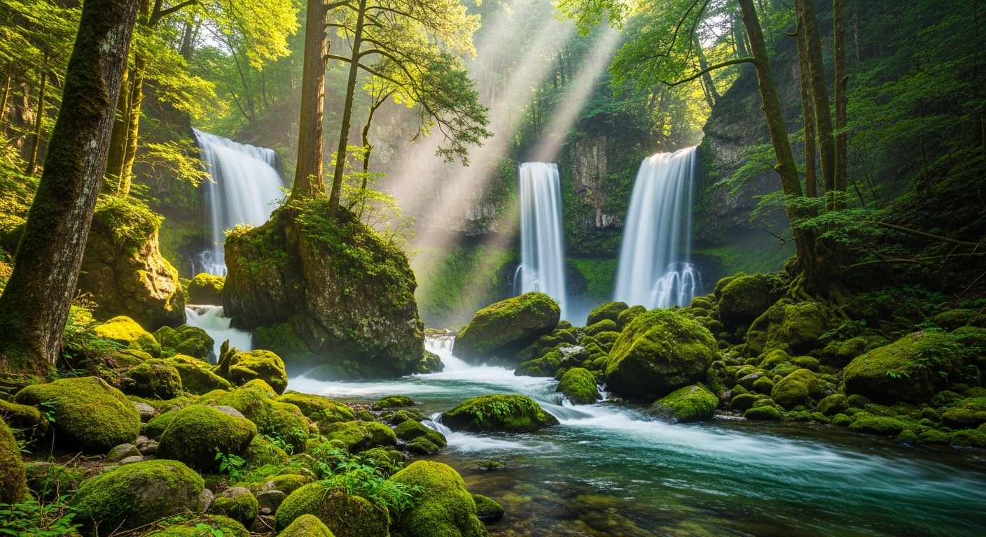 名張市の自然スポットを代表する、壮大な渓谷美の赤目四十八滝と清流。