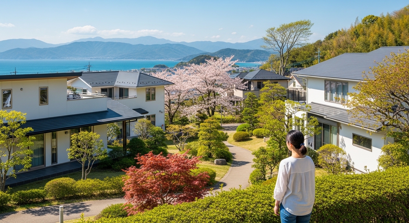 三重県への移住は失敗する？という疑問を解消するための、豊かな自然と住宅が調和した三重の風景。