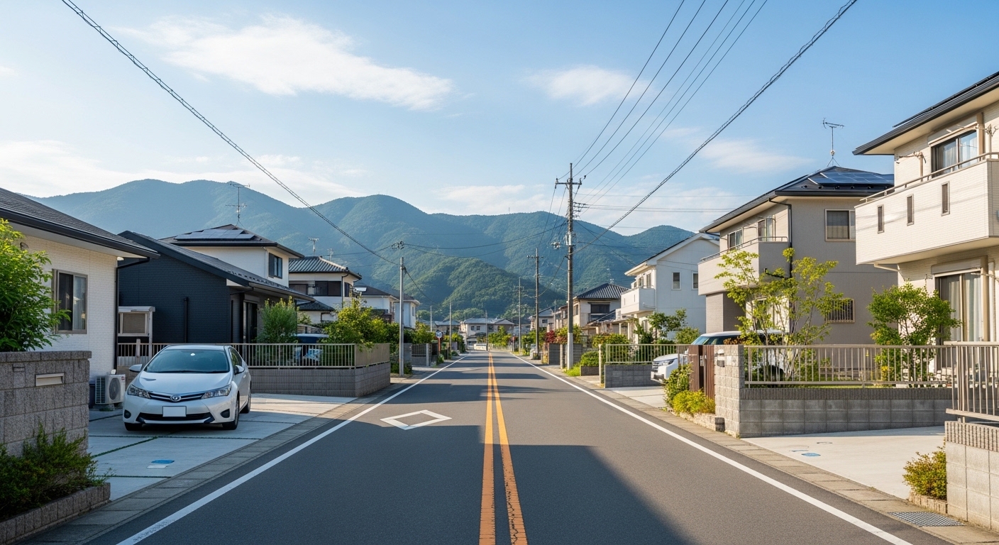 三重県は住みにくい？という疑問を検証するための、豊かな自然と住宅街が共存する三重県の風景。