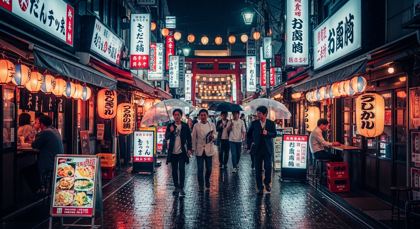 三重県の夜遊びスポットとして賑わう四日市の歓楽街とネオンの明かり