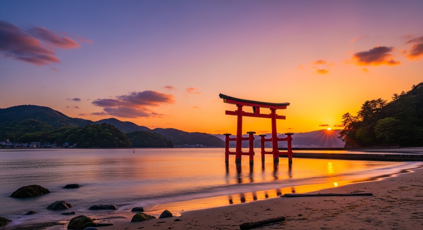 三重県の夕方から遊べる場所として人気の美しい夕焼けと海岸線の風景